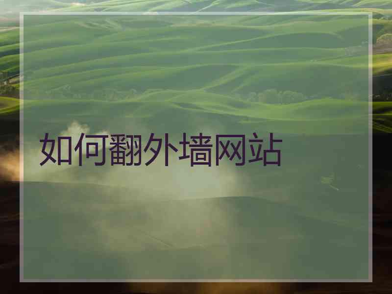 如何翻外墙网站 如何翻外墙网站