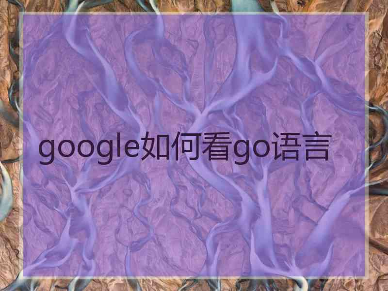 google如何看go语言