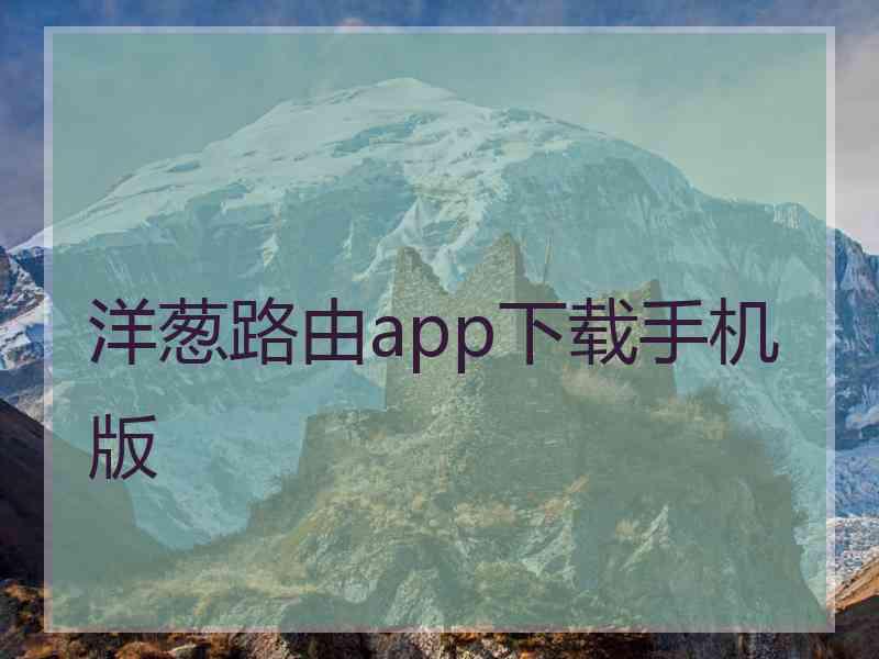 洋葱路由app下载手机版