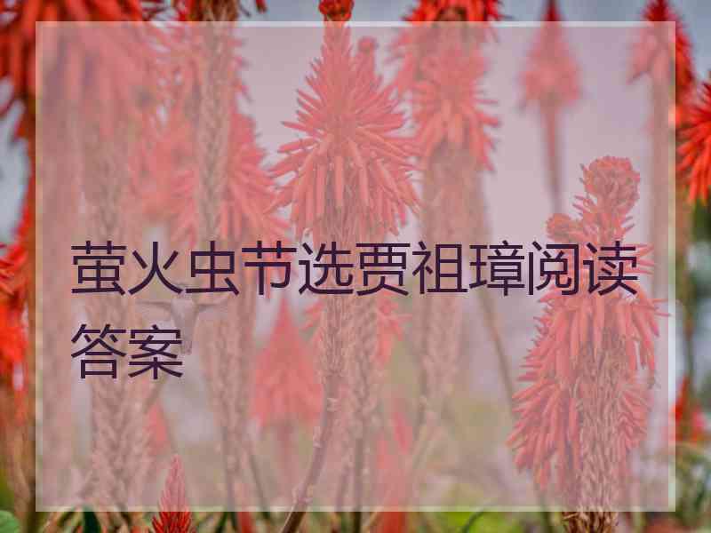 萤火虫节选贾祖璋阅读答案