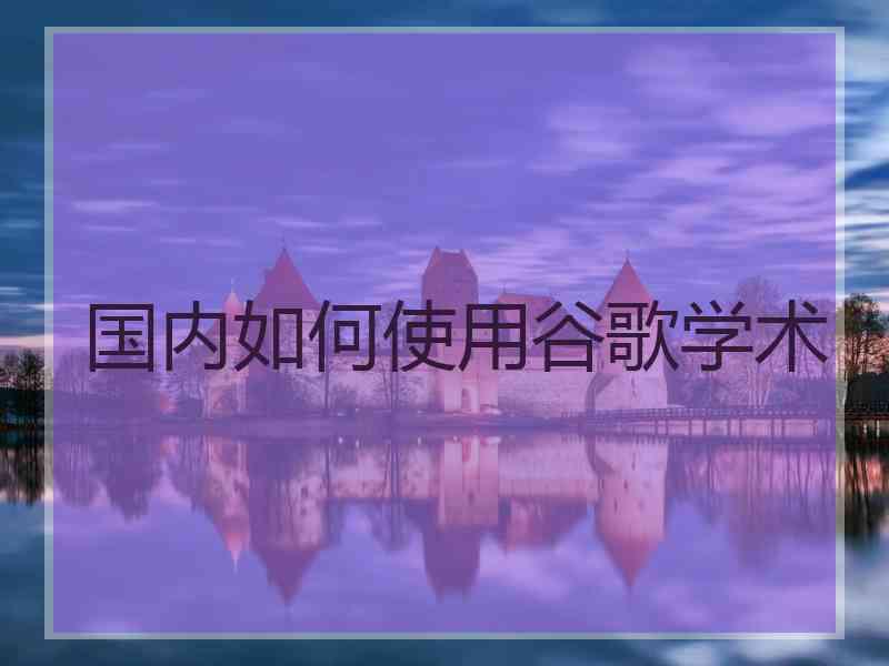 国内如何使用谷歌学术