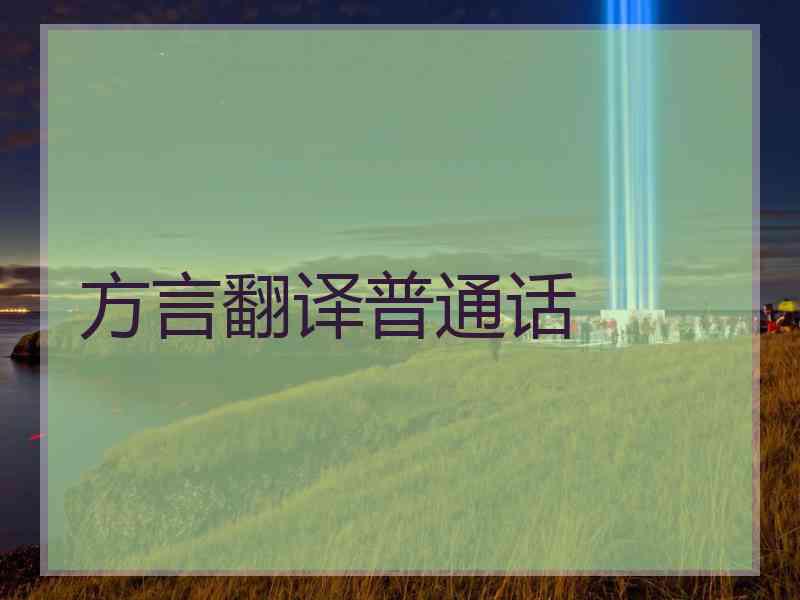 方言翻译普通话