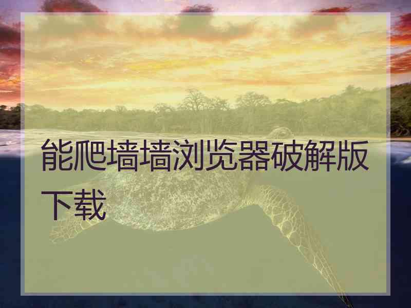 能爬墙墙浏览器破解版下载