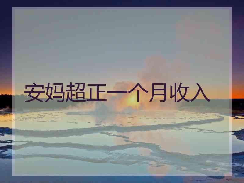 安妈超正一个月收入