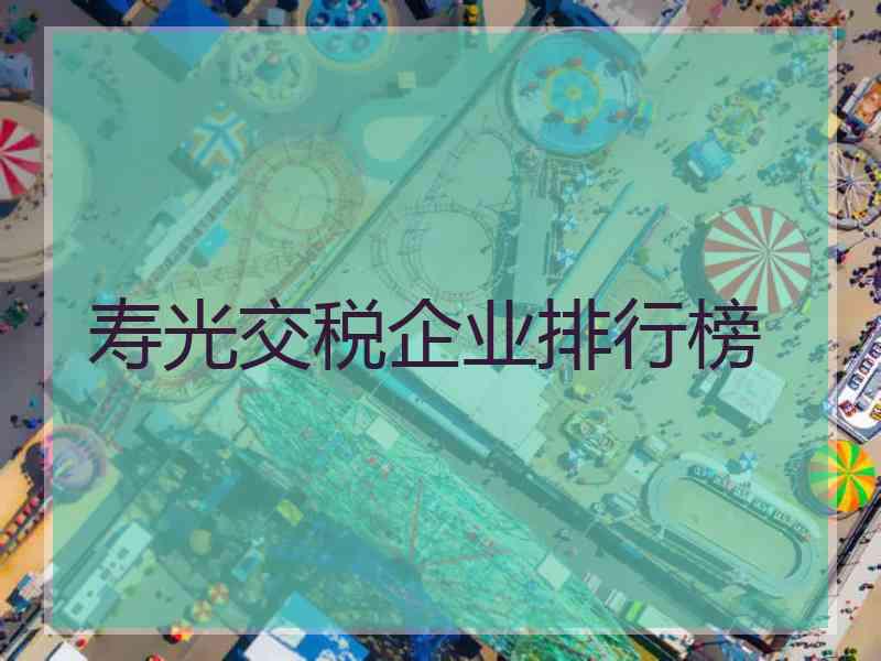 寿光交税企业排行榜
