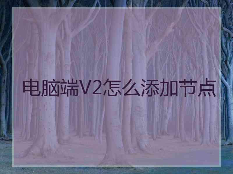 电脑端V2怎么添加节点